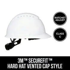 3M™ SecureFit™ Hard Hat Vented Cap Style with Ratchet Adjustment