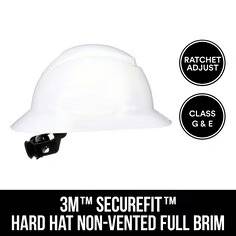 3M™ SecureFit™ Hard Hat Non-Vented Full Brim with Ratchet Adjustment