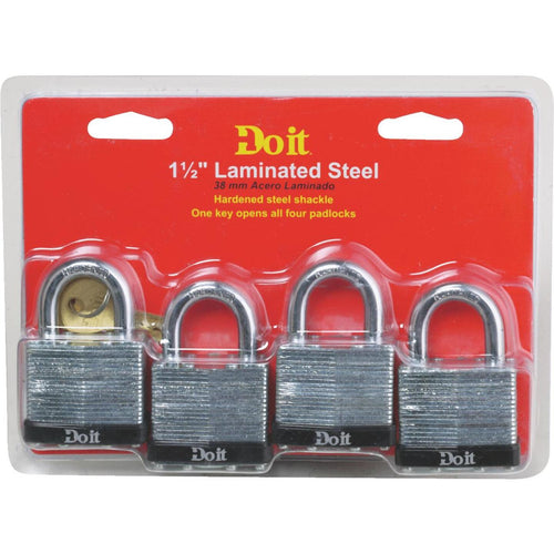 Do it 1-1/2 In. W. Laminated Steel Padlock (4 Pack)