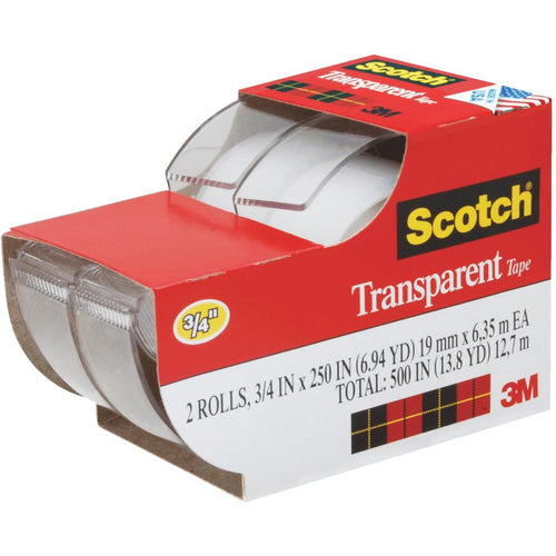 3M Scotch 3/4 In. x 250 In. Transparent Tape (2-Pack)