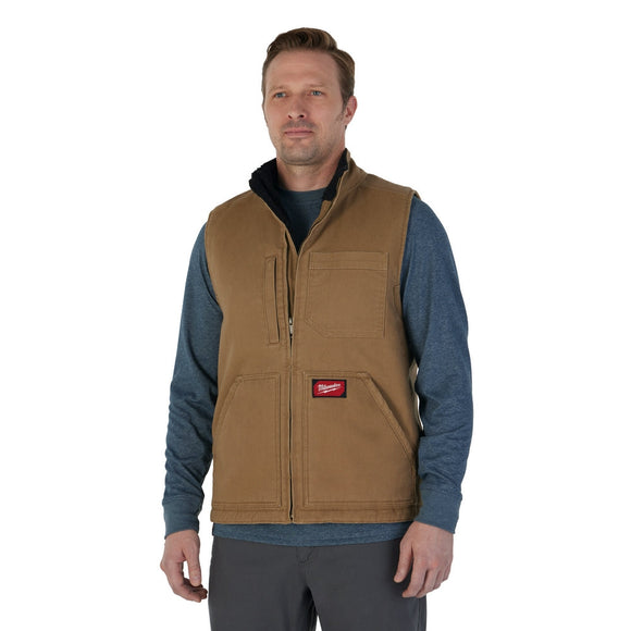 Heavy Duty Sherpa-Lined Vest - Brown L