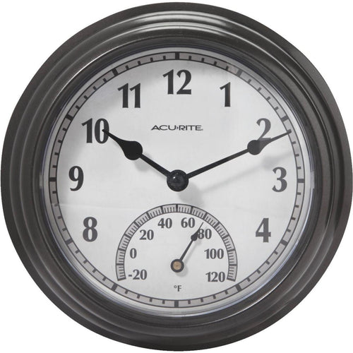 Acurite 8.5 Metal Indoor/Outdoor Clock Thermometer